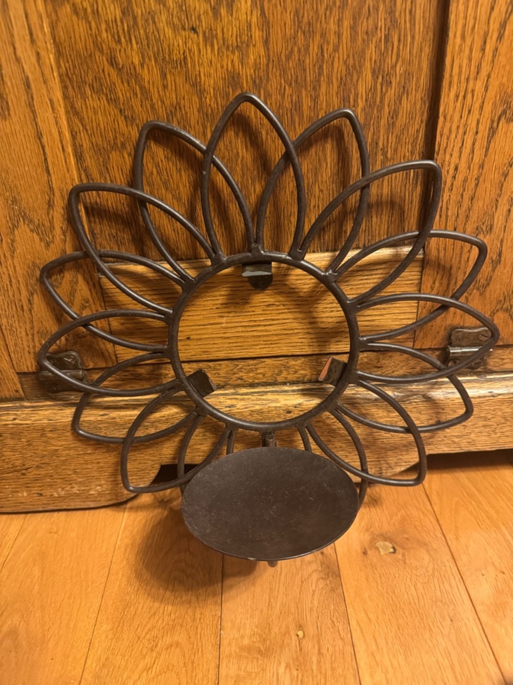 Rustic Metal Sunflower Candle Holder - Picture 2 of 8